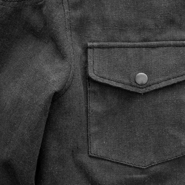 Recyled Waxed Canvas Shirt Jacket - Black