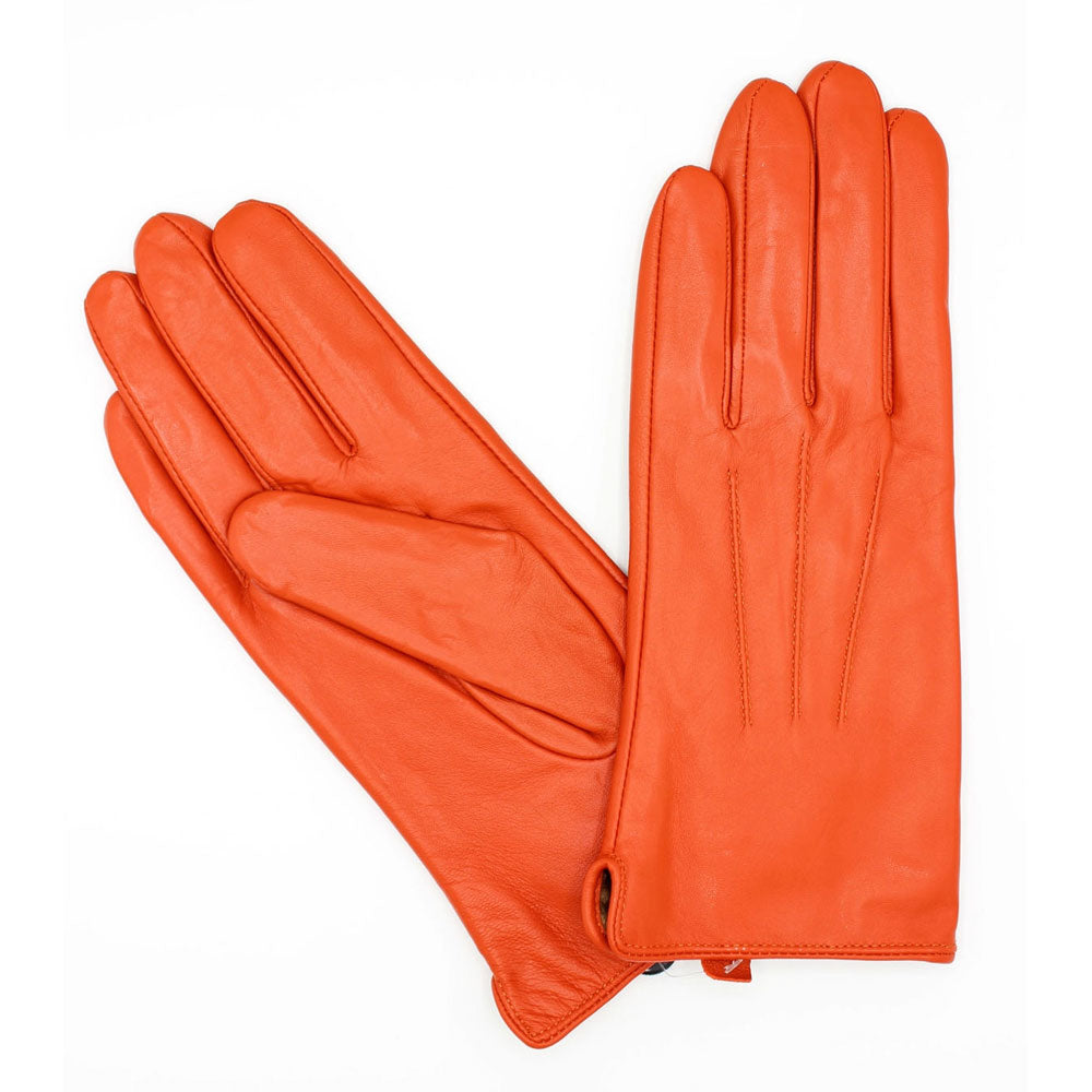Ladies Orange Leather Gloves 17120