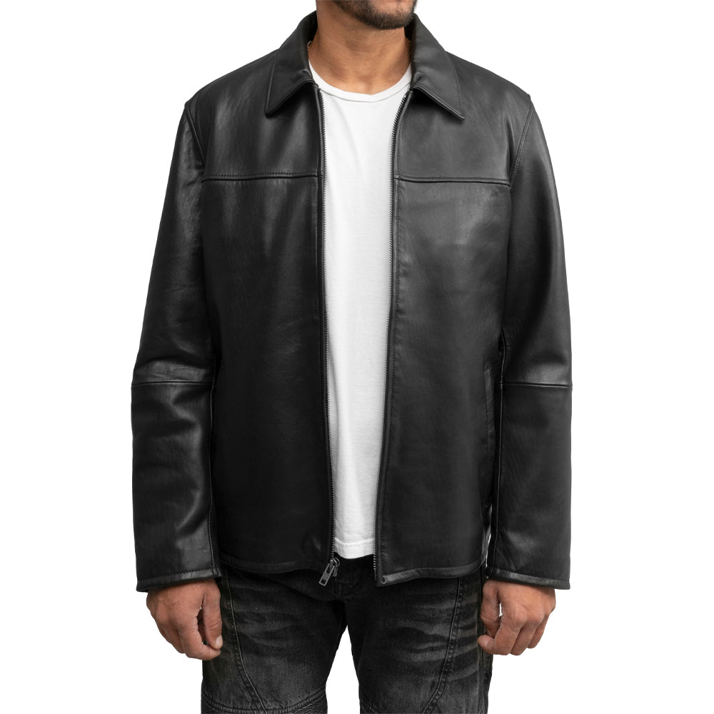 Men's Zip Coat Black - Front View