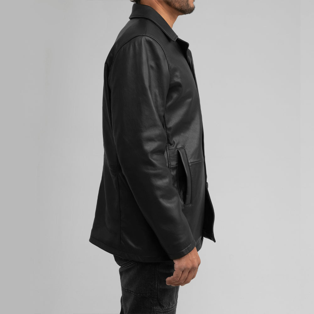 4064 Men's Car Coat - Black - Side View