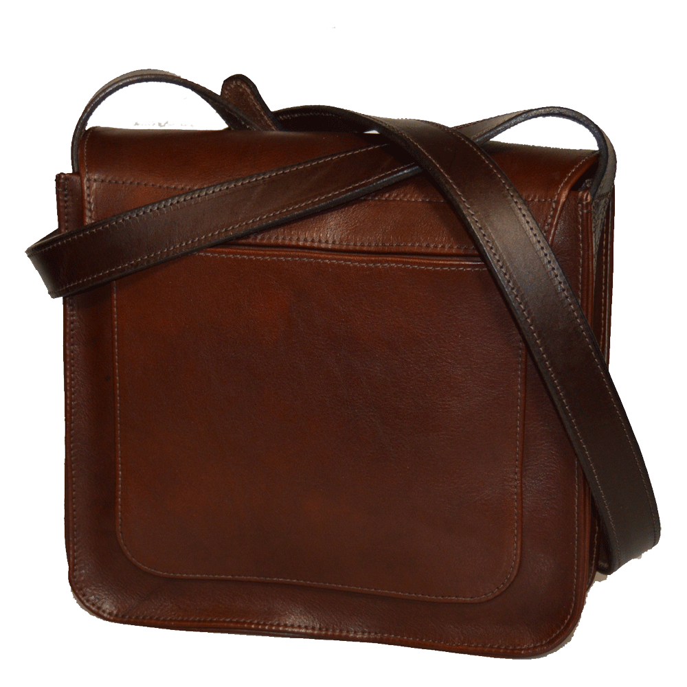Small Vertical Satchel Back Pocket View - Rich Brown
