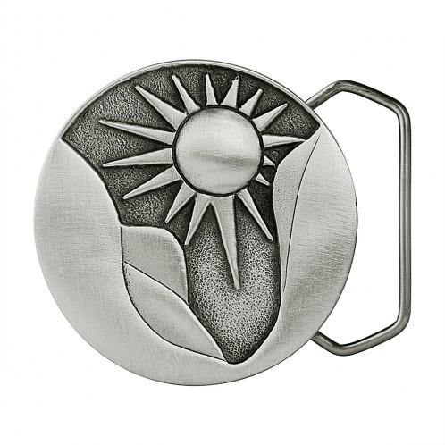 Nipponese Sunrise Belt Buckle - Pewter