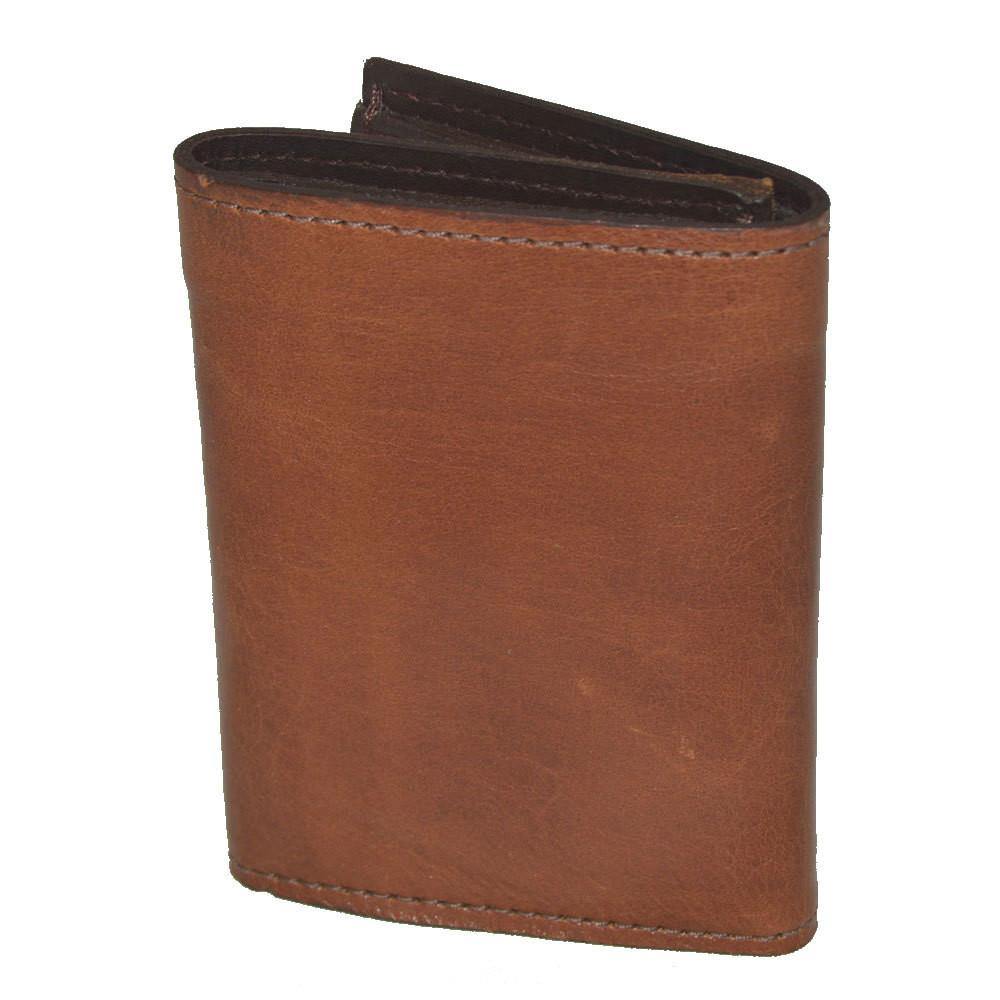 Leather Tri-Fold Wallet Saddle