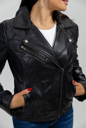 #1507 moto style leather jacket
