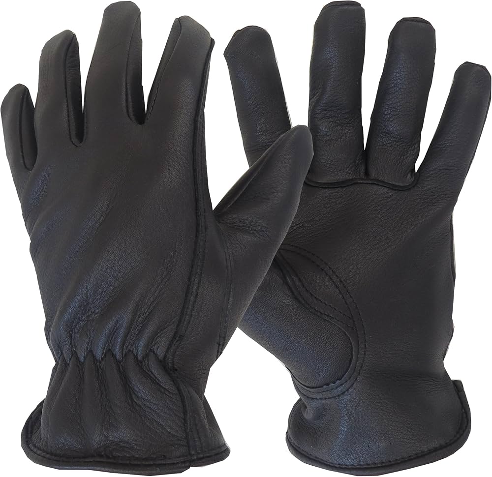 Black Deerskin Gloves - Lined
