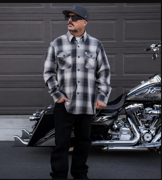 Shadow Flannel by Unik - Black & White Plaid Full View