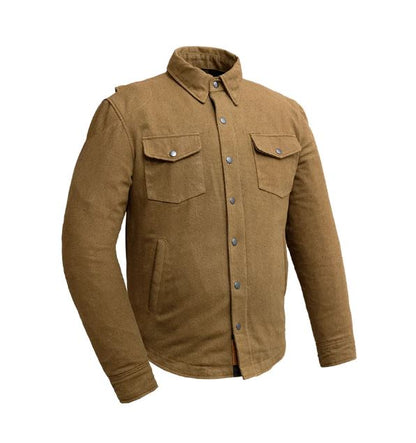 Recyled Waxed Canvas Shirt Jacket - Tan