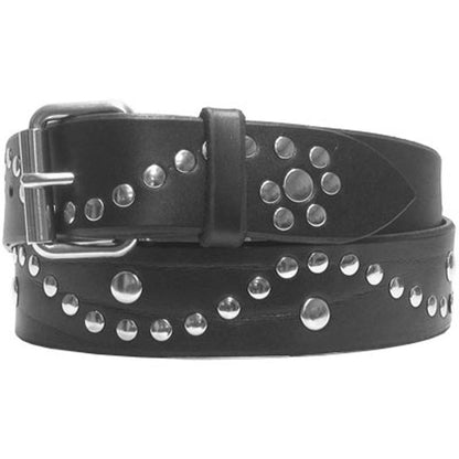 Studded Belt #168 Black Leather/Chrome Studs