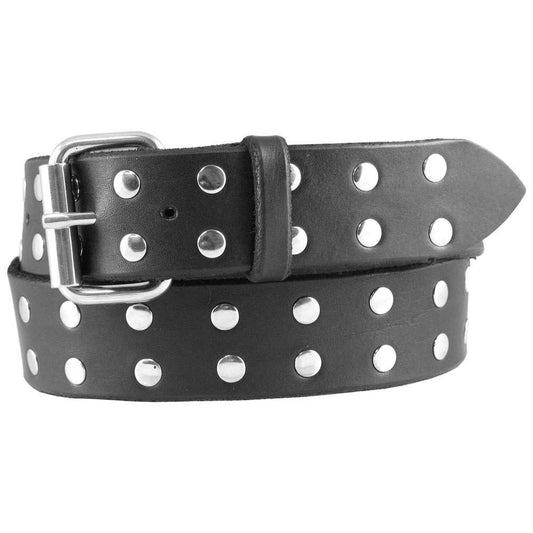Rivet Studded Black Leather Belt