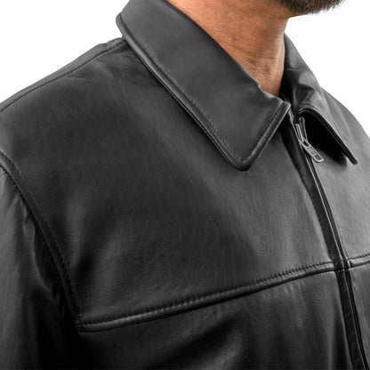 Men's Zip Coat Black - Collar View