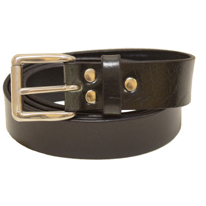 1 1/4" Leather Belt Black w/stainless steel buckle