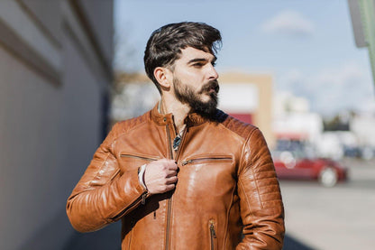 #2811 Men's Leather Jacket - Lifstyle Photo