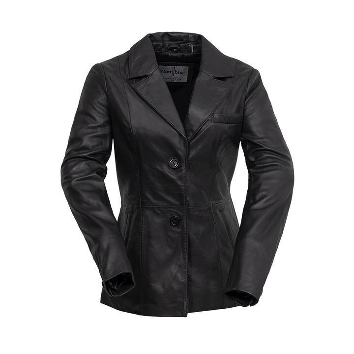 Ladies Leather Blazer Black