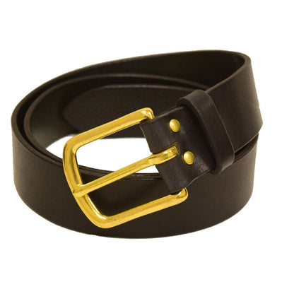 1 1/2" Wide Black Belt w/Brass Buckle #C26