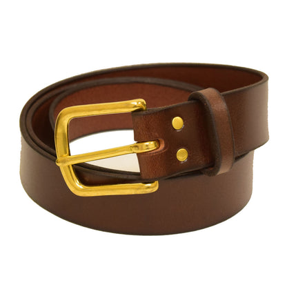 1 1/2" Wide Mahogany Belt w/Brass Buckle #C26