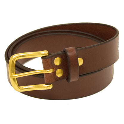 C27 Leather Jean Belt - Mahogany/Brass Buckle