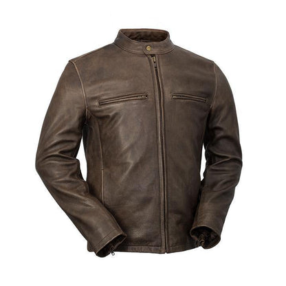 Men's Center Zip Tab Collar Jacket Rock Brown