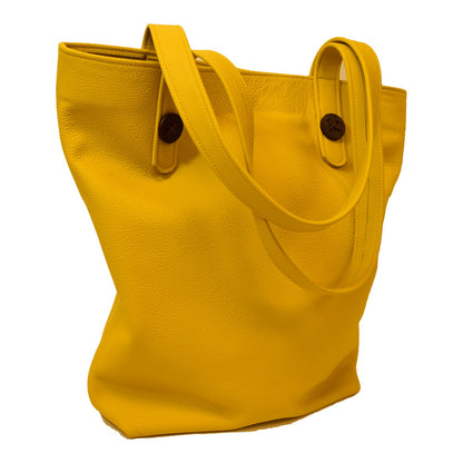 Mary Button Tote - Saffron
