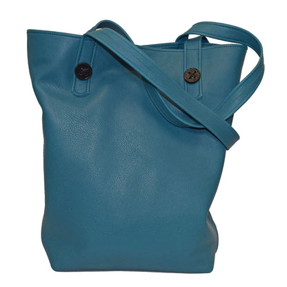 Mary Button Tote - Turquoise