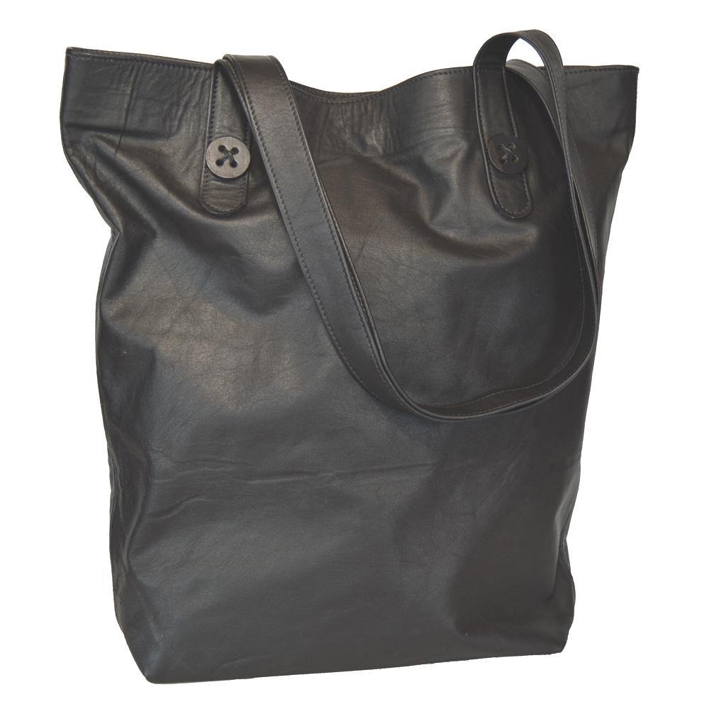 Mary Button Tote - Black