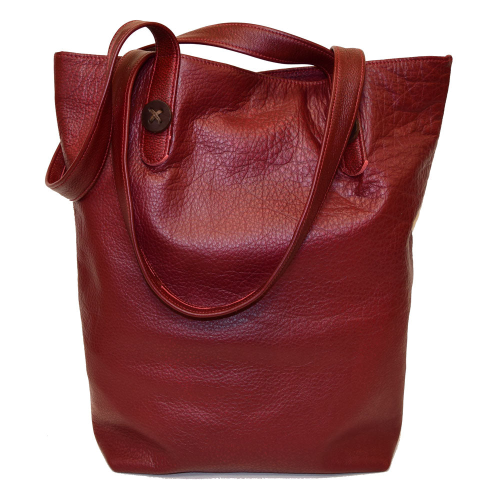 Mary Button Tote - Claret