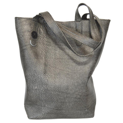 Mary Button Tote - Gunmetal