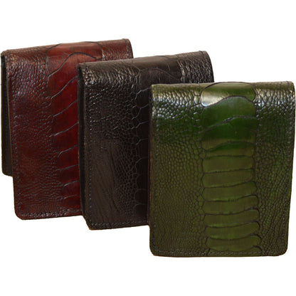 Ostrich Wallet - Antique Ruby Red, Black and Juniper Green