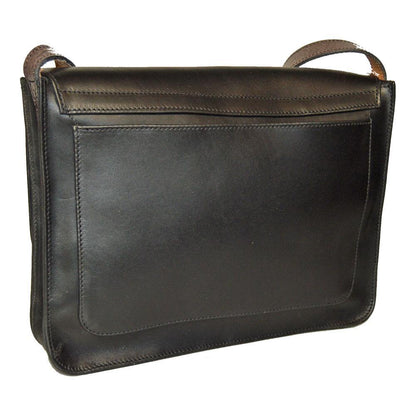 Medium Satchel - Black Leather - Back Pocket View